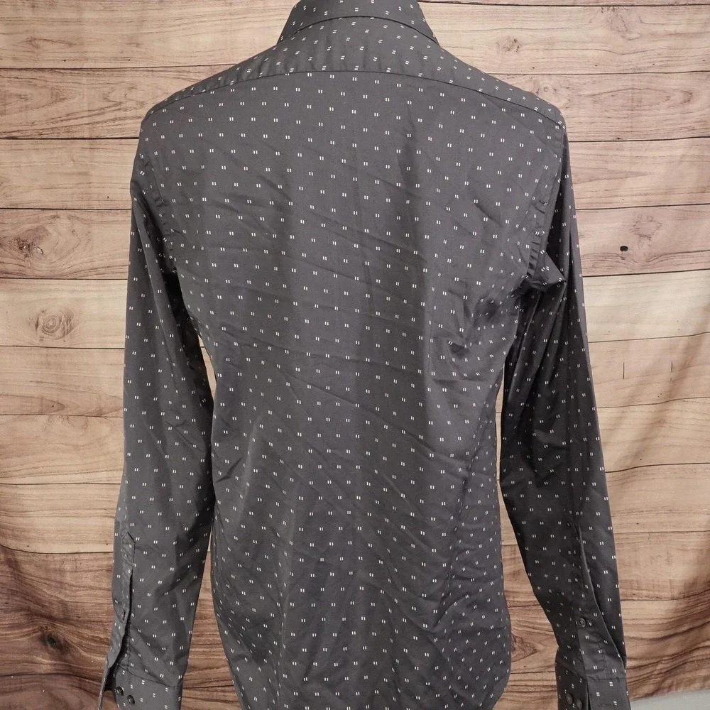 Van Heusen Dress Shirt Mens 15.5 34/35 Slim Fit Gray Stretch Long Sleeve